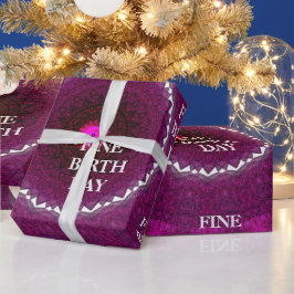 FEIN GEBURTTAG_kaleidoscop_Gift_ROYALPURPLE_BLACK Geschenkpapier