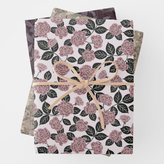 Fein gefärbtes Flor-Wrapping-Papier Set aus 3 Flac Geschenkpapier Set (Beispiel)