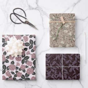 Fein gefärbtes Flor-Wrapping-Papier Set aus 3 Flac Geschenkpapier Set