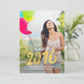 Fein gemalt Abschluss Ankündigung Einladung Gold (Stehend Vorderseite)