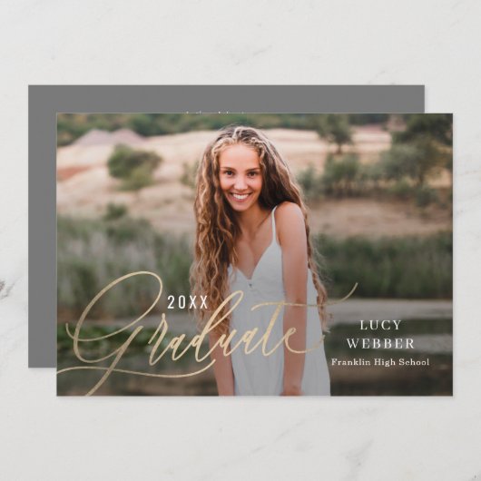 Fein gepennter Abschluss Ankündigung Einladung (Vorne/Hinten)