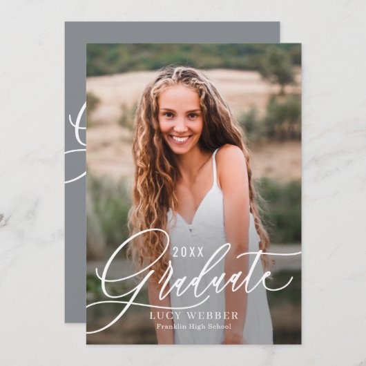 Fein gepennter Abschluss Ankündigung Einladung (Vorne/Hinten)