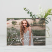 Fein gepennter Abschluss Ankündigung Einladung (Stehend Vorderseite)