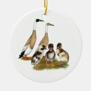 Fein gezeichnet Läufer-Enten-Familie Keramik Ornament