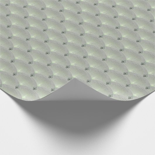 Fein grün und grau, Art Deko. Geschenkpapier (Ecke)