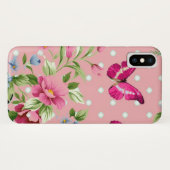 fein rosa Vintages Blumenschmetterlingsmuster Case-Mate iPhone Hülle (Rückseite (Horizontal))