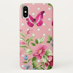 fein rosa Vintages Blumenschmetterlingsmuster Case-Mate iPhone Hülle