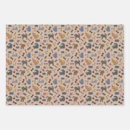 Fein spielende Katzen im braunen Hintergrund Geschenkpapier Set