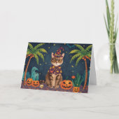 Fein verzaubert tropische Halloween Cat Card Dankeskarte (Vorderseite)