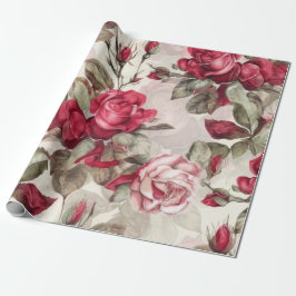 Fein Vintages Rosa und Rote Rosen Geschenkpapier