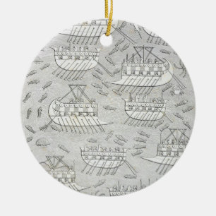 Feinde der Assyrians, die Schutz in den Schiffen, Keramik Ornament