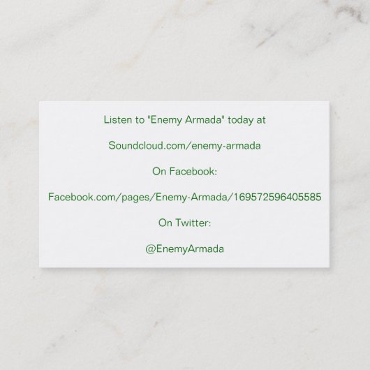Feindliche Armada-Werbeaktion-Karte Visitenkarte (Rückseite)