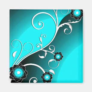 Feine Aqua-Kühle Süße Retro-Blumen Magnet