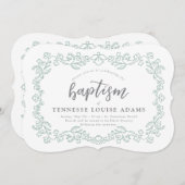 Feine Bloral Baby Taufe Einladung (Vorne/Hinten)