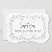 Feine Bloral Baby Taufe Einladung (Vorderseite)