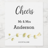 Feine Blume Schwarz-Weiß Hochzeit Weinetikett (Einzelnes Label)