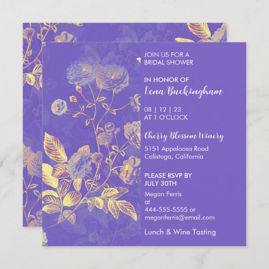 Feine Blumendusche Einladung (Vorne/Hinten)