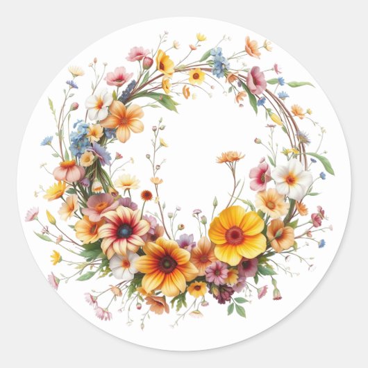 Feine Blumenkleber Runder Aufkleber (Vorderseite)
