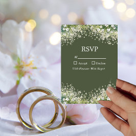 Feine Blüte auf der Olive Green RSVP Card Einladung