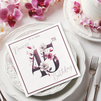 Feine Blüte individuell anpassbar 45. Geburtstag Serviette