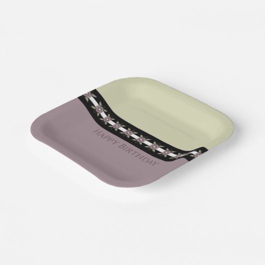 Feine Blüte mit Pflaume und Grün Pappteller (Gewinkelt)