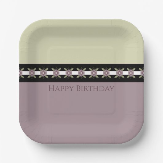 Feine Blüte mit Pflaume und Grün Pappteller (Vorderseite)