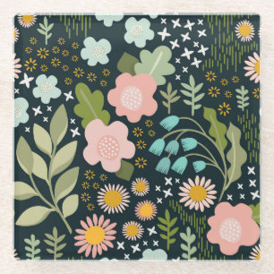 Feine Blüte: Nahtlose Vintage Schönheit. Glasuntersetzer
