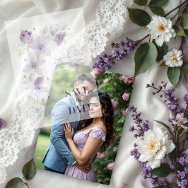 Feine Blüten und botanische Zweige Lila Pergament Einladungen