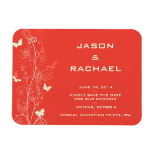 Feine Blüten und Schmetterlinge Save the Date mage Magnet