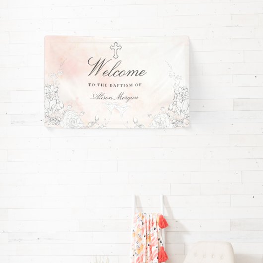 Feine Blütenblütentaufe Willkommen Banner (InSitu)