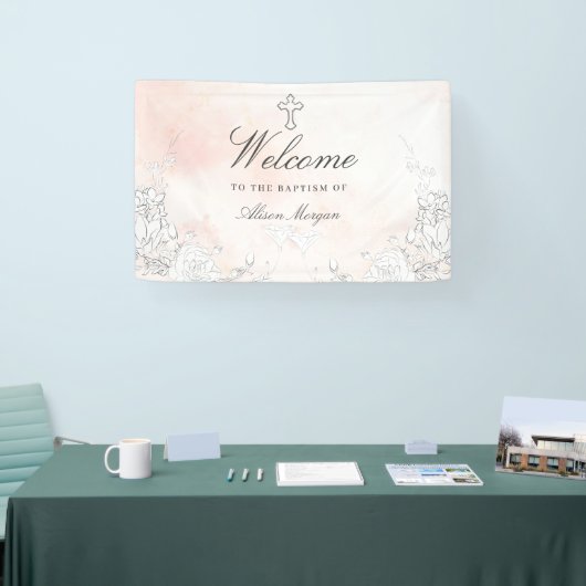 Feine Blütenblütentaufe Willkommen Banner (Messe)