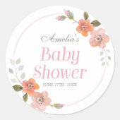 Feine Blütenpink-Babydusche Rundkleber Runder Aufkleber (Vorderseite)