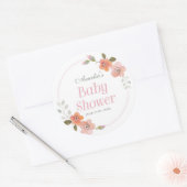 Feine Blütenpink-Babydusche Rundkleber Runder Aufkleber (Umschlag)