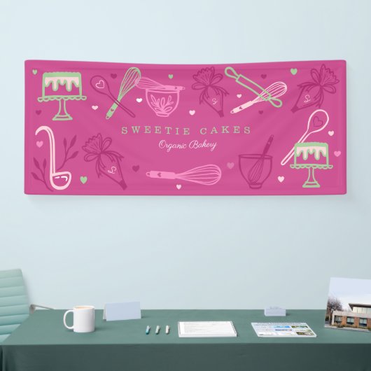 Feine bunte Backwaren & Kochen Utensitis Kuchen Bä Banner (Messe)