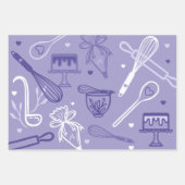 Feine buntes Backen & Kochen Utensidmuster Geschenkpapier Set (Vorderseite 3)