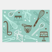 Feine buntes Backen & Kochen Utensidmuster Geschenkpapier Set (Vorderseite 2)