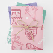 Feine buntes Backen & Kochen Utensidmuster Geschenkpapier Set (Beispiel)