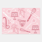 Feine buntes Backen & Kochen Utensidmuster Geschenkpapier Set (Vorderseite)