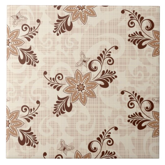 Feine Coole Niedliche Girly Retro Blumenmode Fliese (Vorderseite)