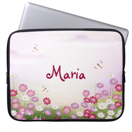 Feine Coole Niedliche Girly Retro Blumenmode Laptopschutzhülle (Vorderseite)