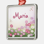 Feine Coole Niedliche Girly Retro Blumenmode Ornament Aus Metall (Links)