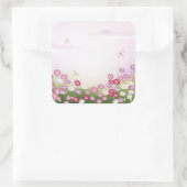 Feine Coole Niedliche Girly Retro Blumenmode Quadratischer Aufkleber (Tasche)