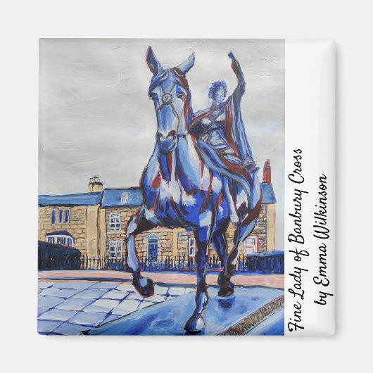 Feine Dame des Banbury Cross, farbenfrohe Originel Magnet (Vorne)