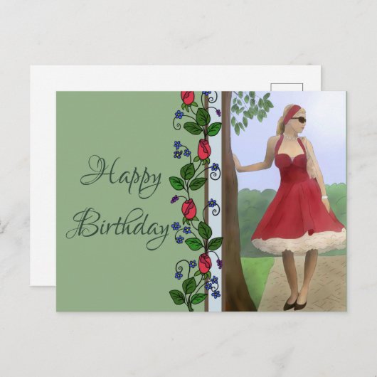 Feine Dame Postkarte (Vorne/Hinten)