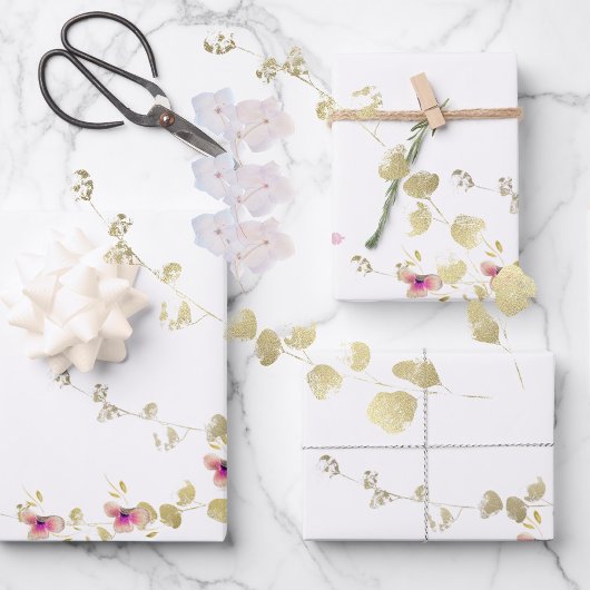 Feine Eleganz Blütentaufe Geschenkpapier Set
