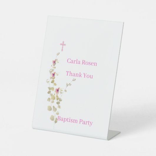 Feine Eleganz Blütentaufe Sockelschild (Vorderseite)