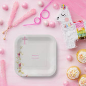 Feine Eleganz florale Taufpapier Teller (Party)