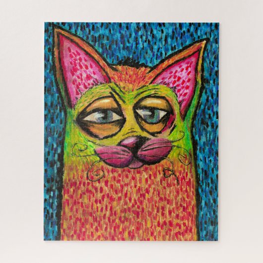 Feine farbige Katze in Ölgemälden Puzzle (Vertikal)
