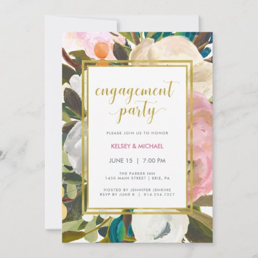 Feine florale Aquarellpartnerin Einladung (Vorderseite)