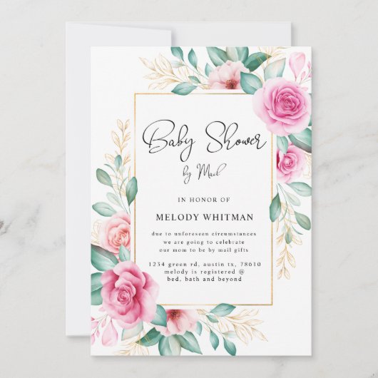 Feine Gartenblütendusche mit Blumenbeete per Post Einladung (Vorderseite)